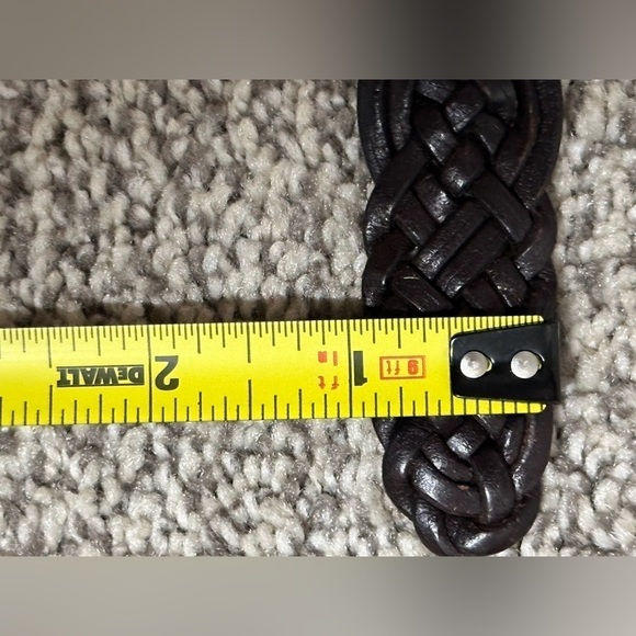 Women’s BELT Leather Braided M Brown Adjustable jeweled Buckle 5484 Y - Picture 2 of 11